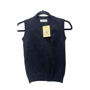 Black Sweater Vest Boys Size 7-8 V-Neck School Uniform Soft Knitted Cotton Top